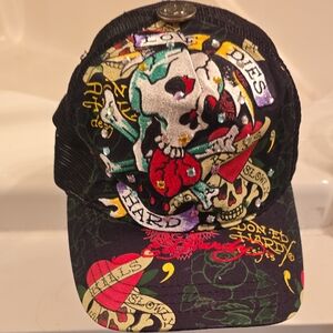 Ed Hardy Black Graphic Trucker Hat